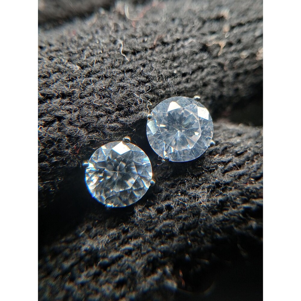 Sterling Silver Faceted CZ Stud Earrings
